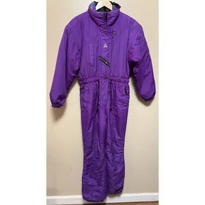 Vintage Obermeyer Ski Suit Snowsuit Snow Bib One Piece Purple Junior Sz 16 Retro